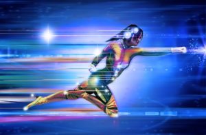 girl hero flying